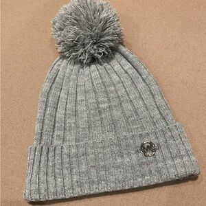 MICHAEL KORS KNIT HAT GRAY BEANIE WITH POM-POM ONE SIZE